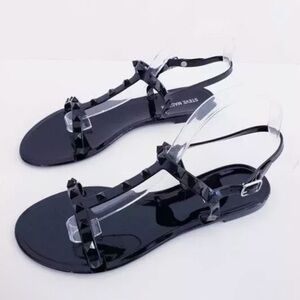 Steve Madden Glossy jelly Black Studded Sandals